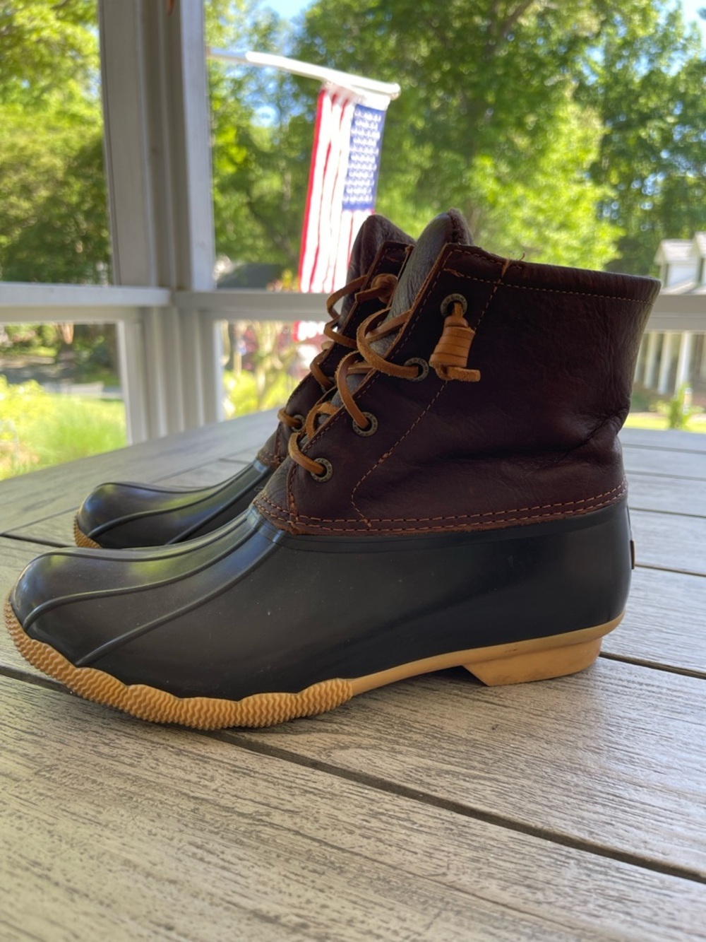 Sperry Womens Saltwater Brown Waterproof Duck Boots Size 9.5